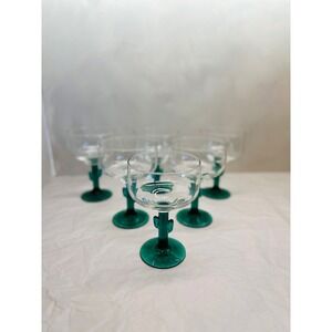 Libbey Cactus Margarita Glasses Set of 6 Green Saguaro Stem Southwest Glassware